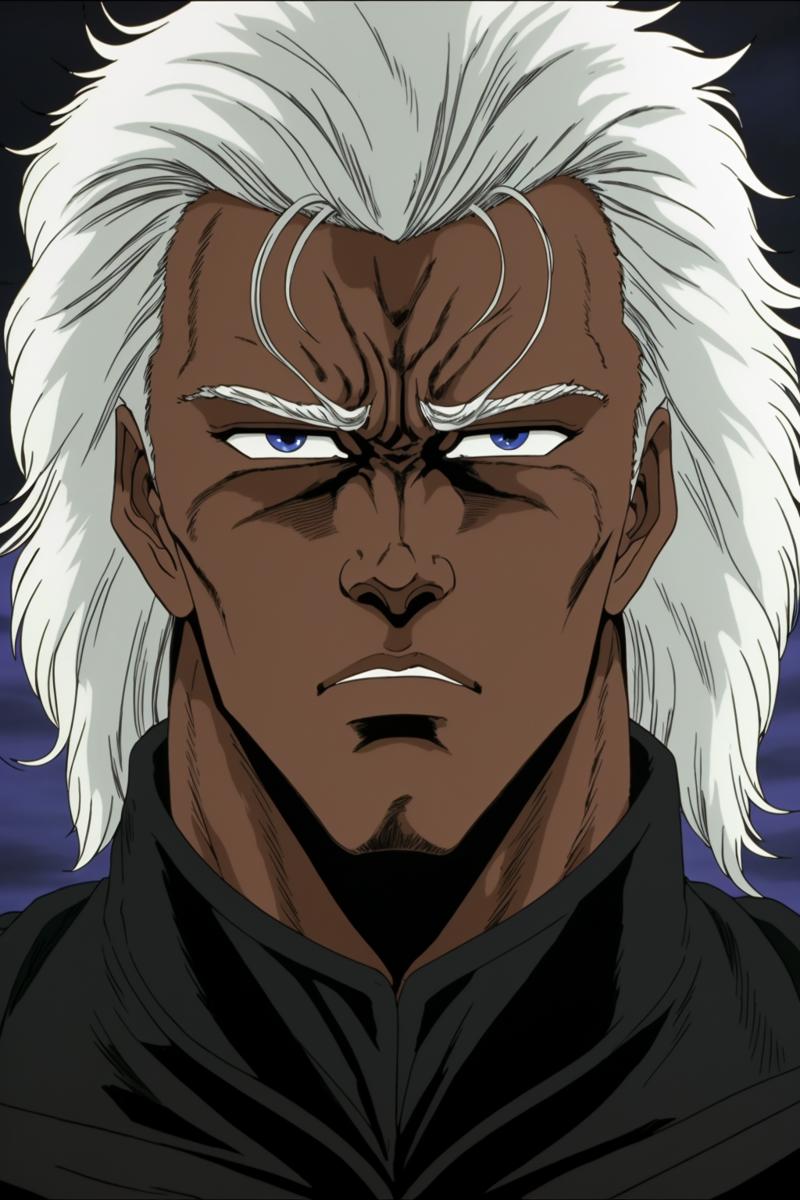 1671612811762-1423072692-closeup of a man with dark skin, white hair, with a serious expression, wearing a black business suit, and a black tie, looking.png